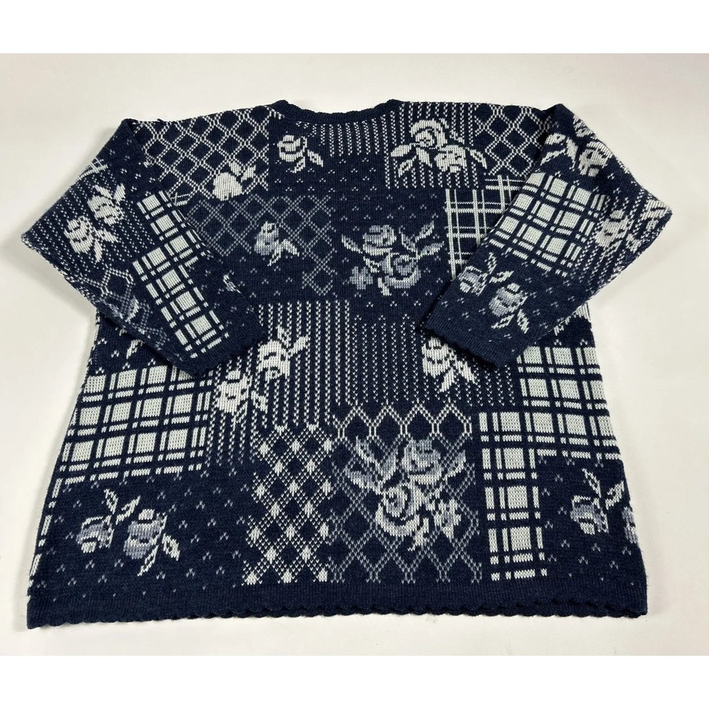 United States Sweaters Crewneck Women's Large Grandmacore Rose Floral Print - Picture 8 of 11